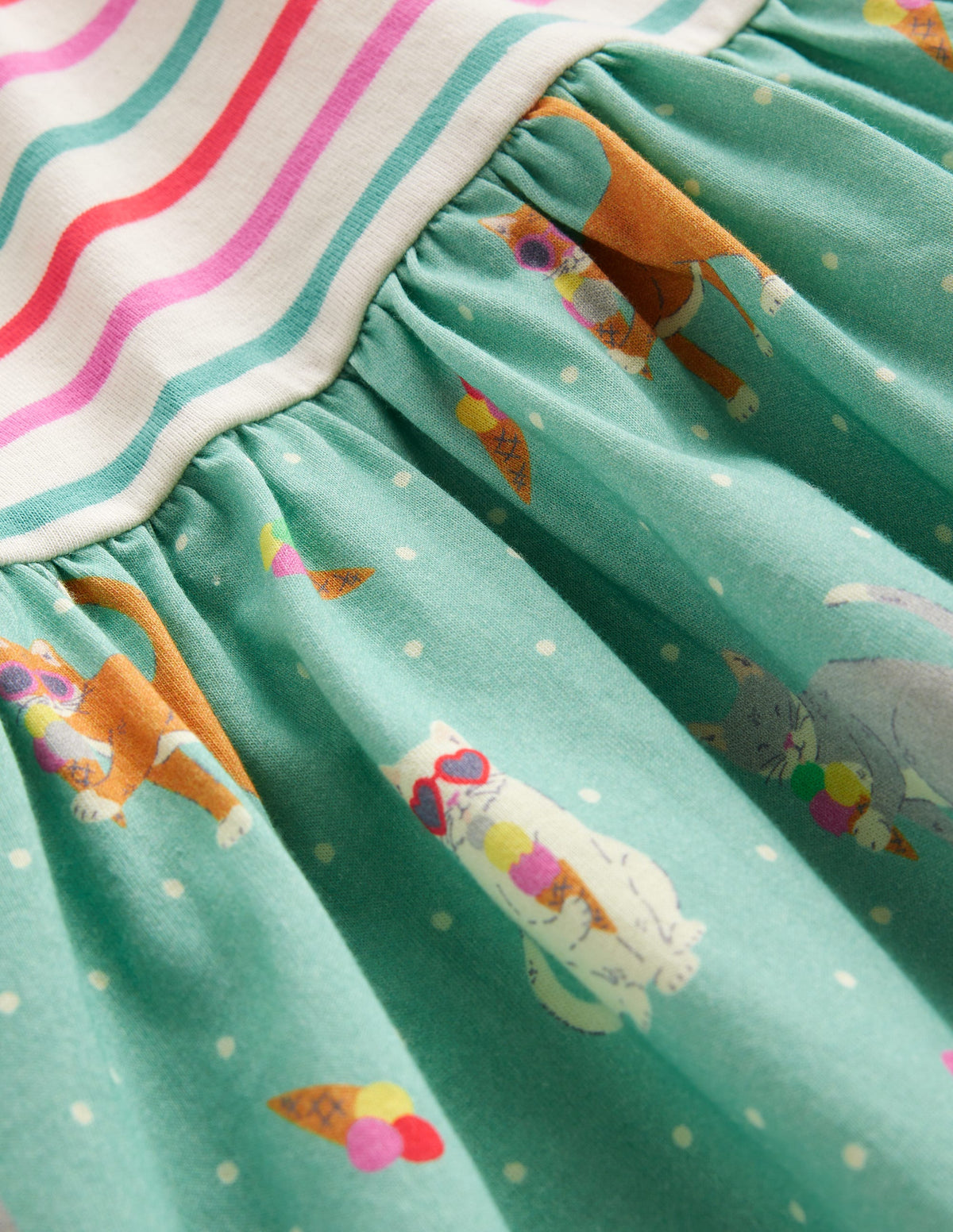 Hotchpotch Jersey dress-Corsica Blue Holiday Cats-3