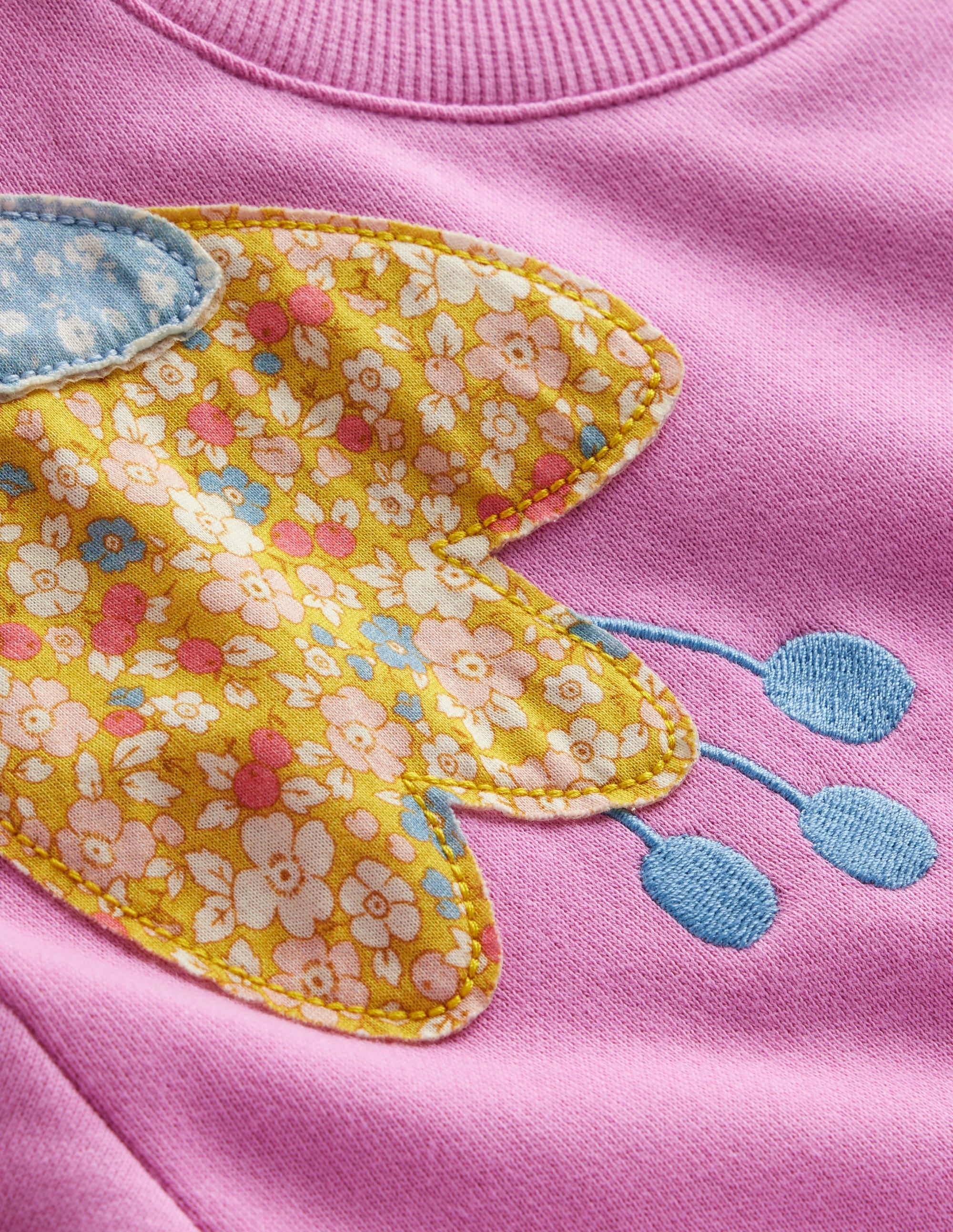 Relaxed Appliqué Sweatshirt-Cosmos Pink Flower - Image 3