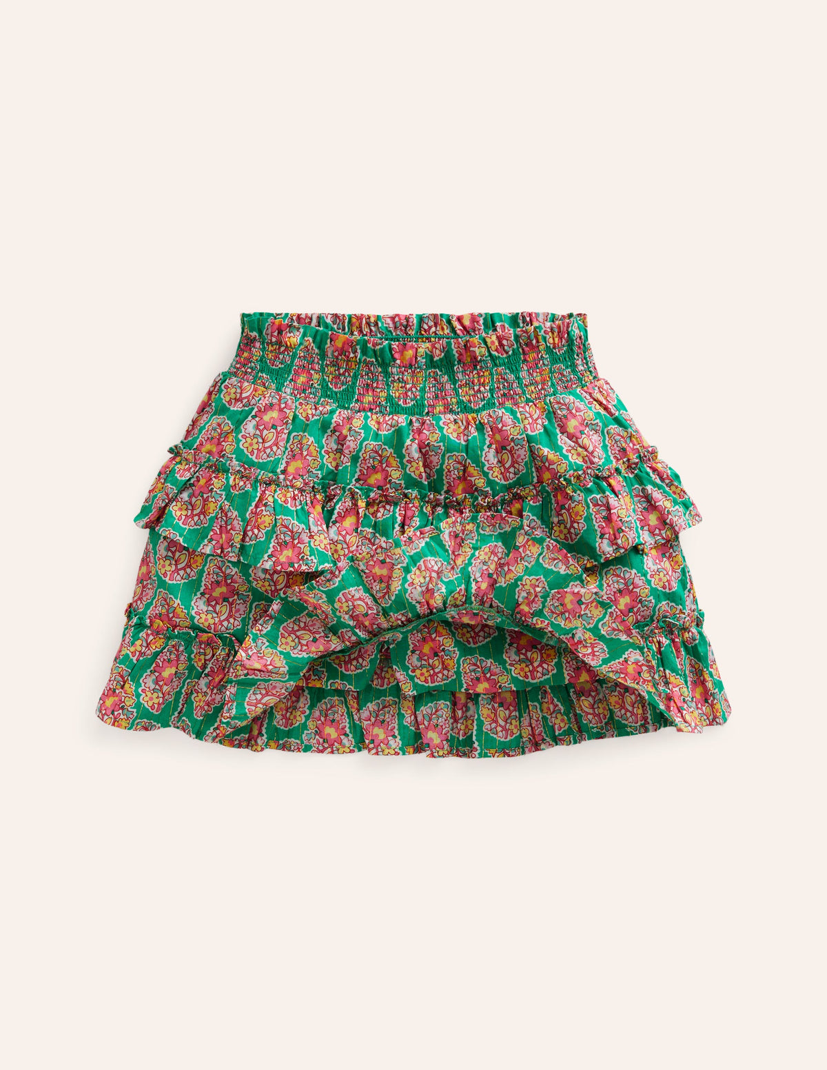 Tiered Printed Skort-Jade Green Paisley-4
