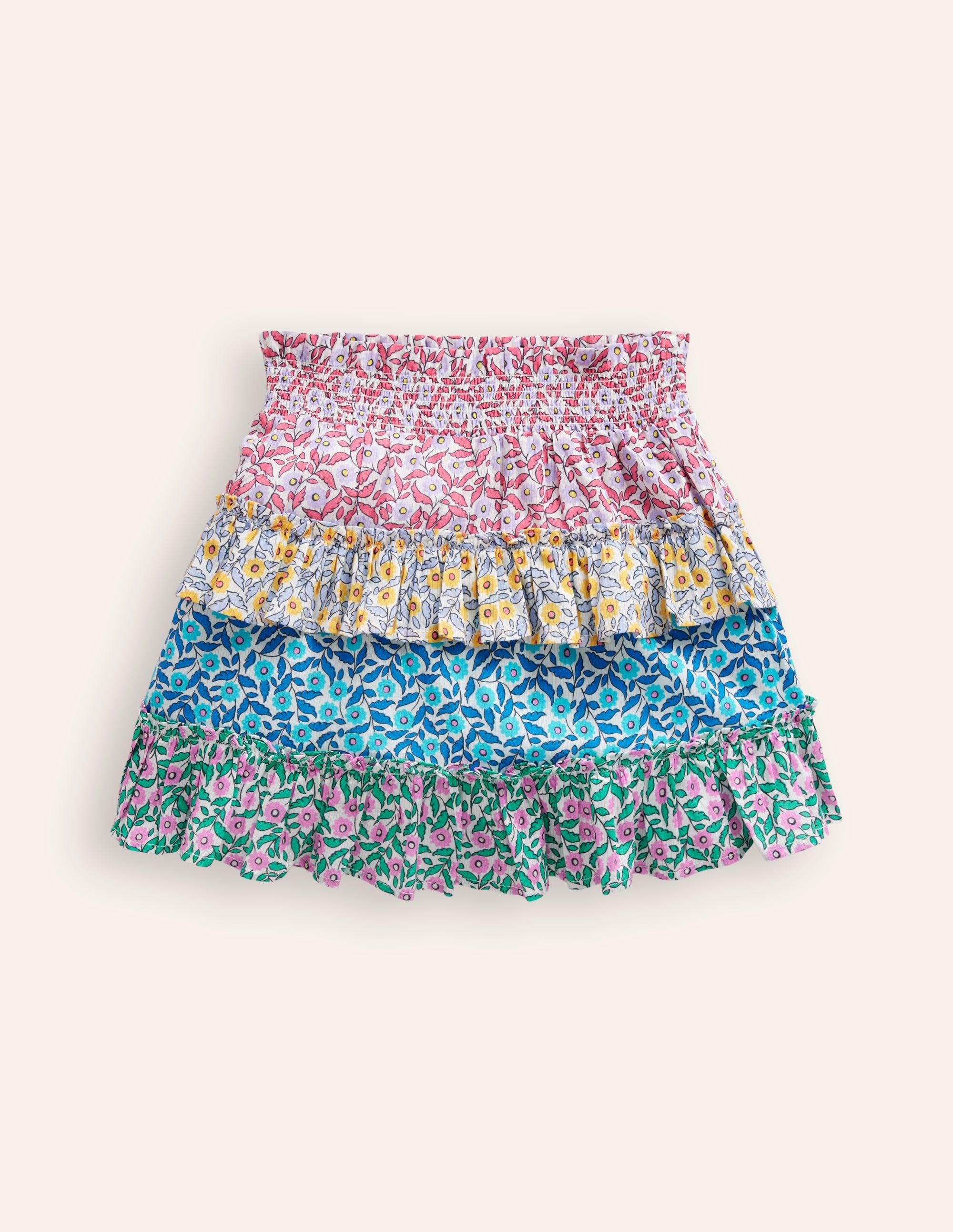 Tiered Printed Skort-Hotchpotch Floral - Image 1