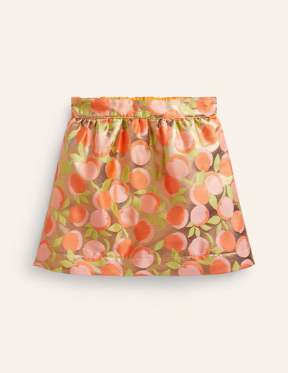 Metallic Jacquard Skirt-Gold Peach Jaquard