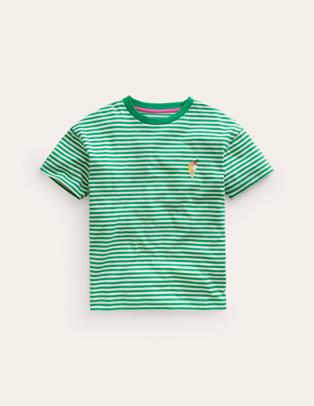 Embroidered Logo T-Shirt-Aloe Green/Ivory Ice Cream - Image 1