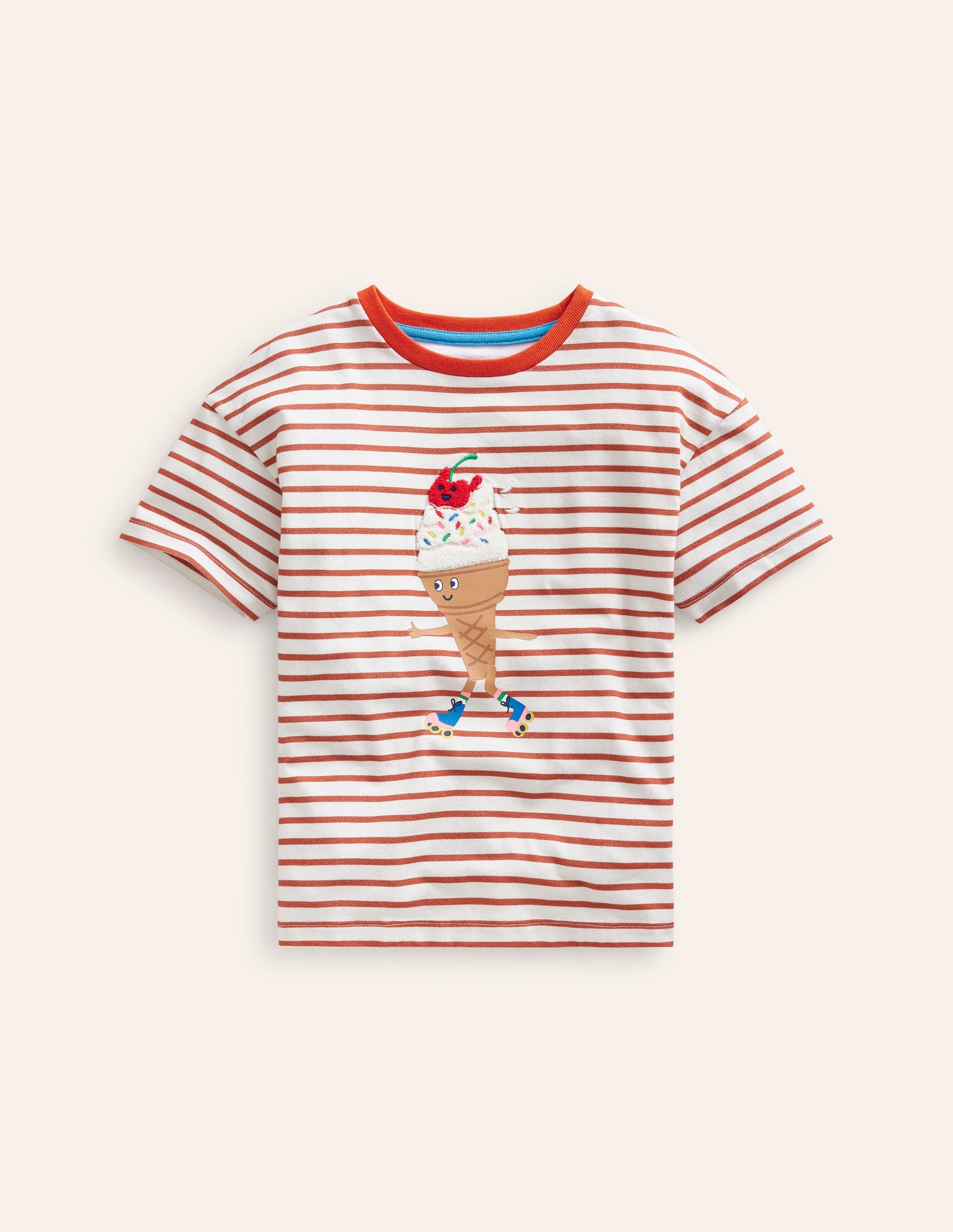 Boucle Relaxed T-shirt-Ivory/ Coral Pink Ice Cream-1