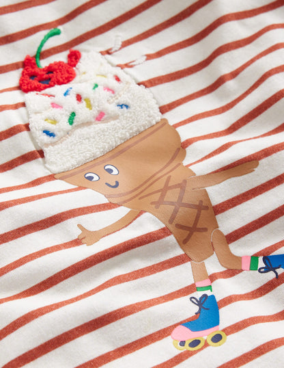 Boucle Relaxed T-shirt-Ivory/ Coral Pink Ice Cream-3