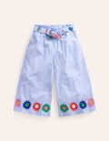 Wide Leg Trousers-Vintage Blue / Ivory Stripe