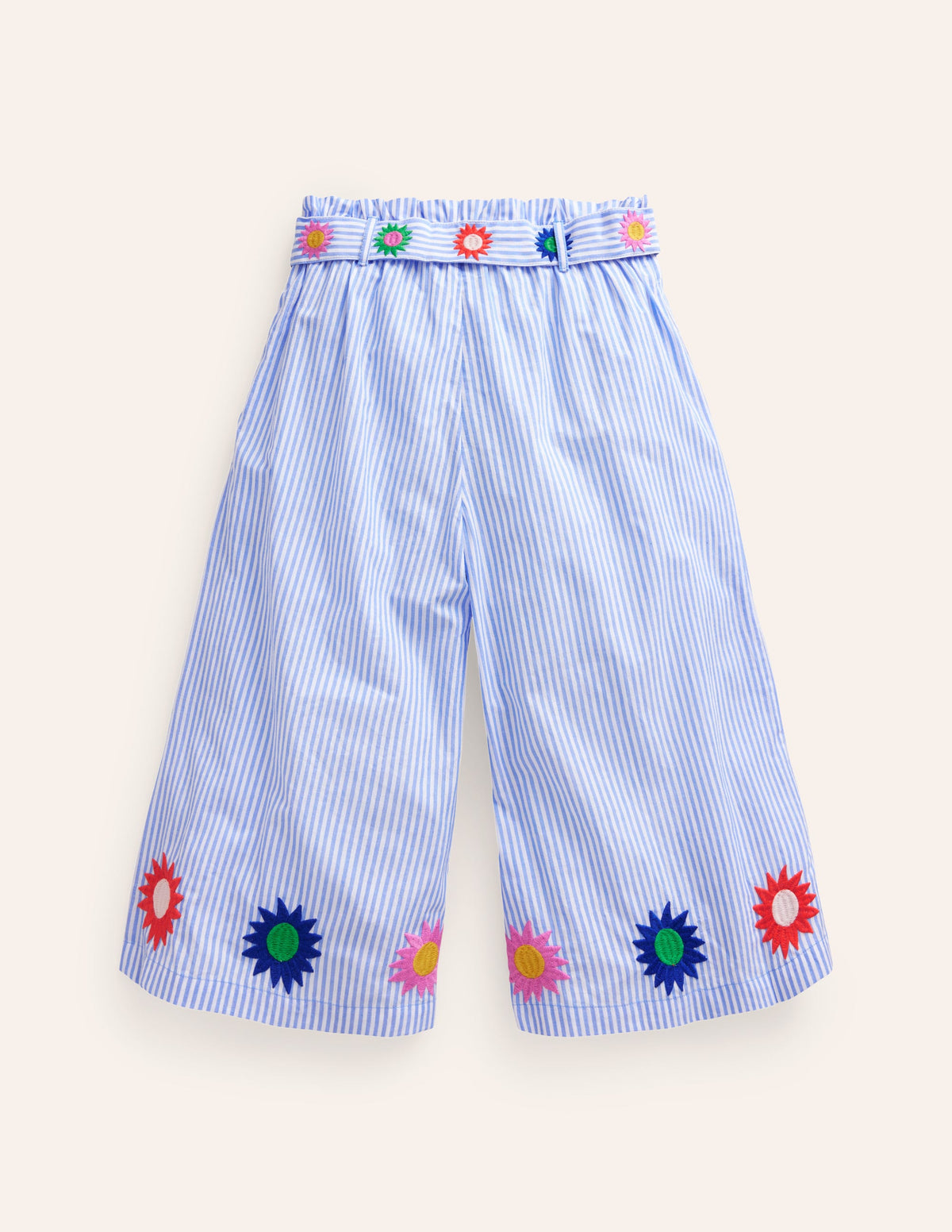 Wide Leg Trousers-Vintage Blue / Ivory Stripe-2