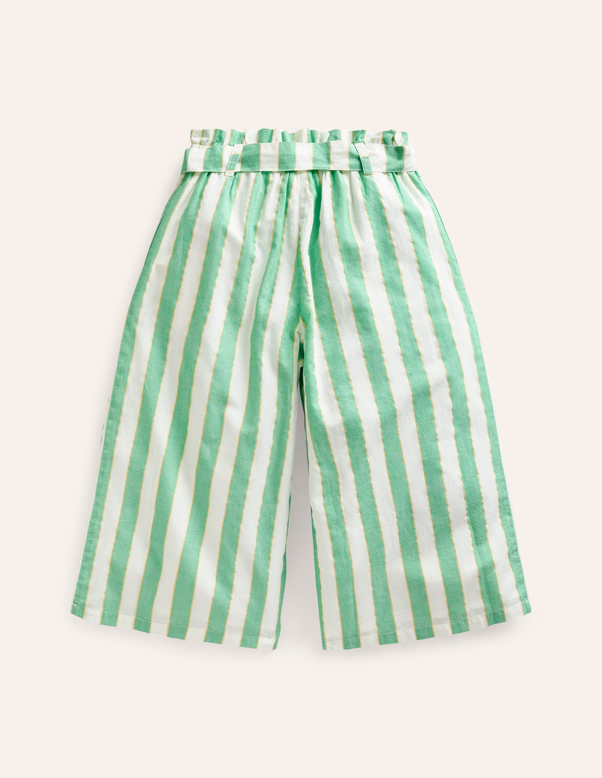 Wide Leg Trousers-Green Lurex Stripe - Image 2