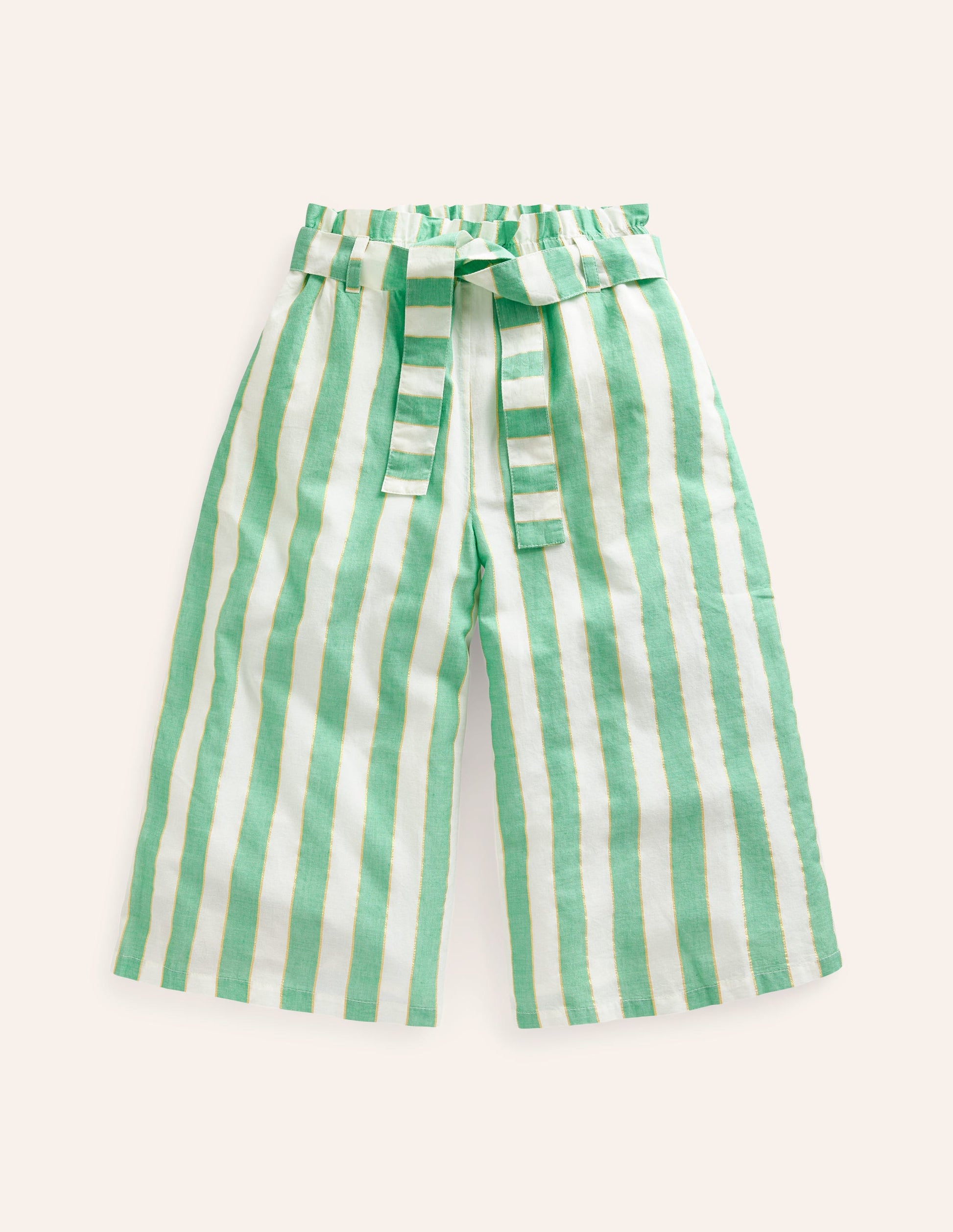 Wide Leg Trousers-Green Lurex Stripe-1