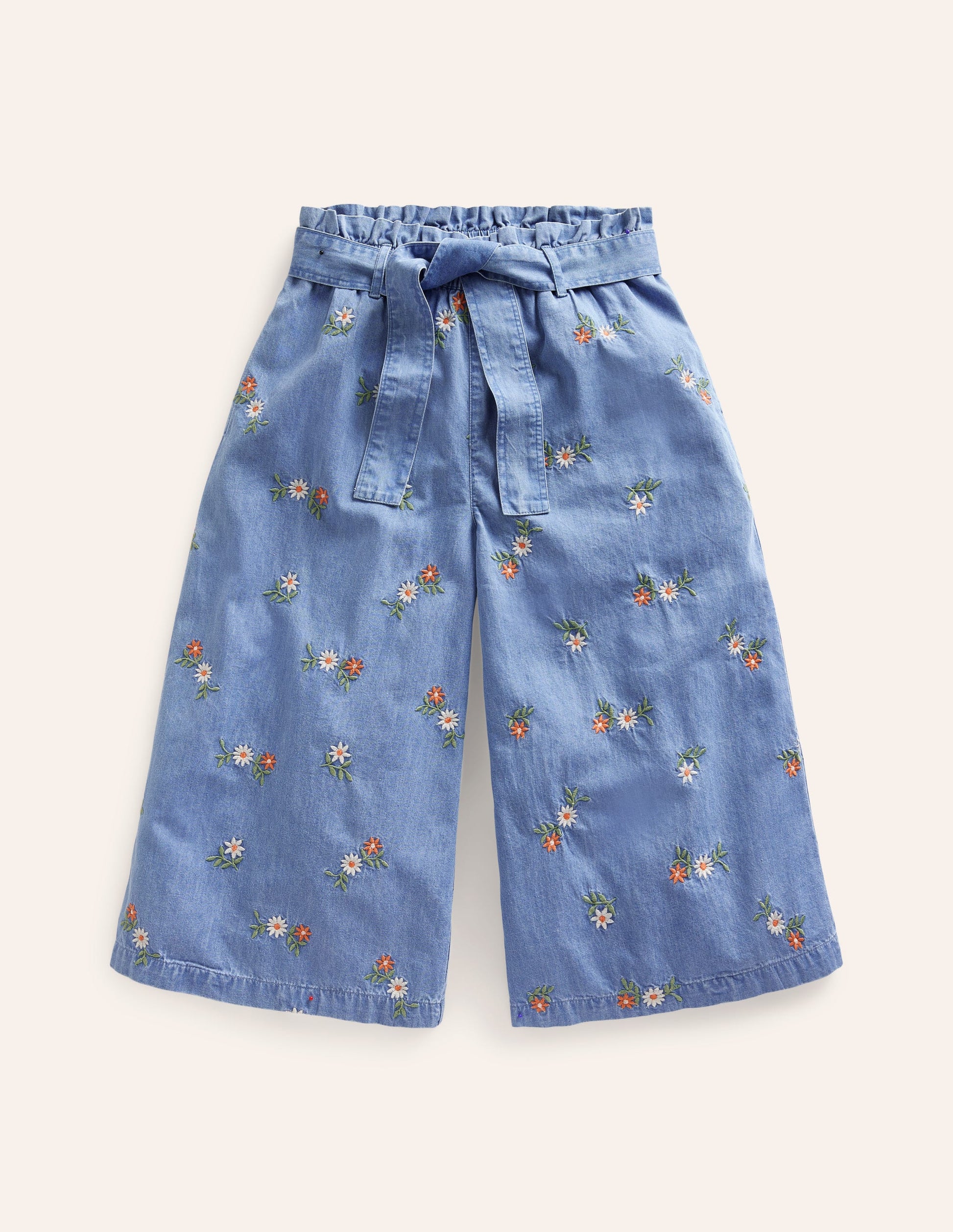 Wide Leg Trousers-Mid Vintage Embroidered-1