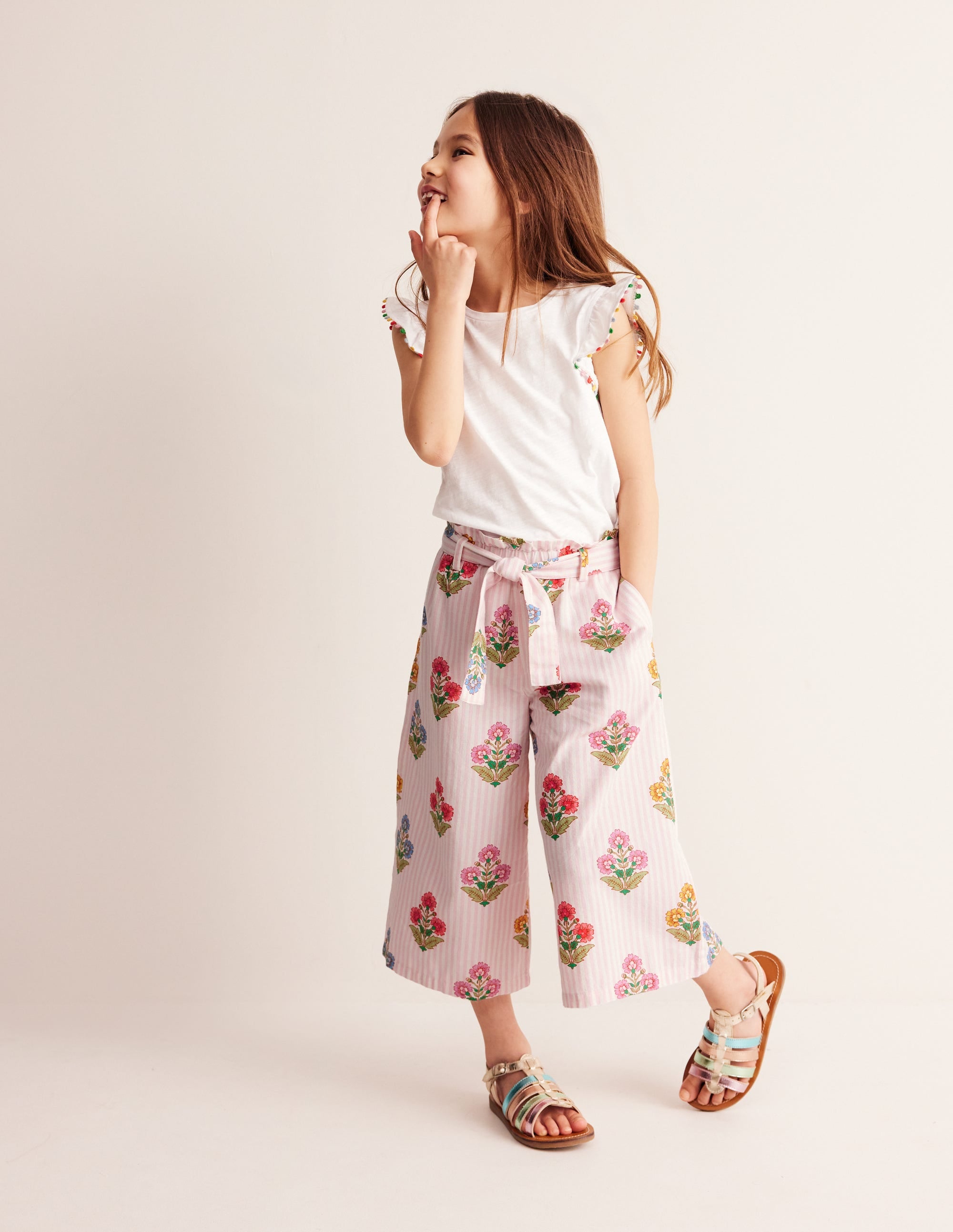 Wide Leg Trousers-Multi Woodblock - Image 1