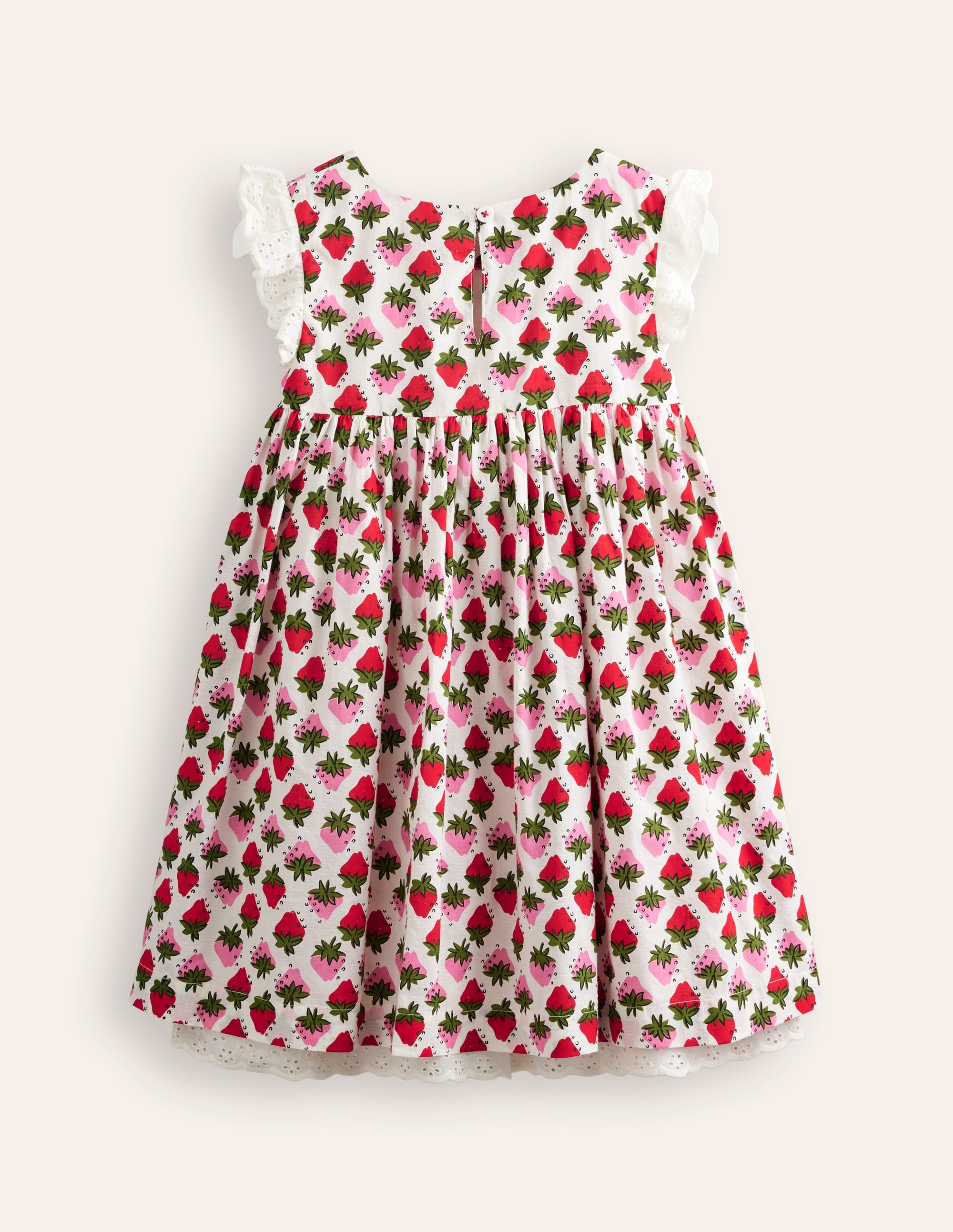 Smocked Lace Trim Dress-Vintage Strawberry Stamp - Image 2