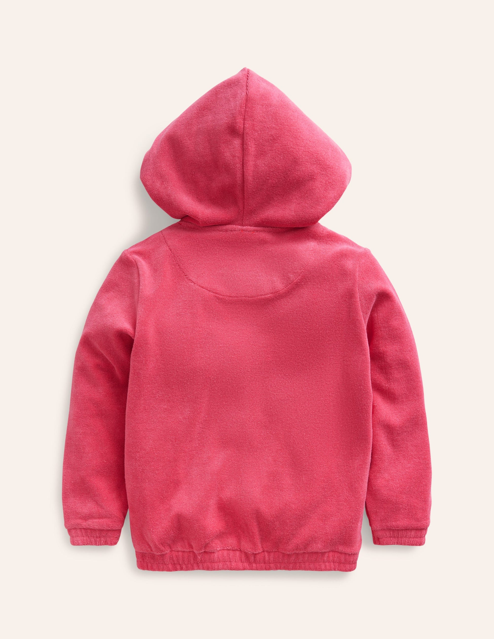 Zip-Through Towelling Hoodie-Rose Pink-2