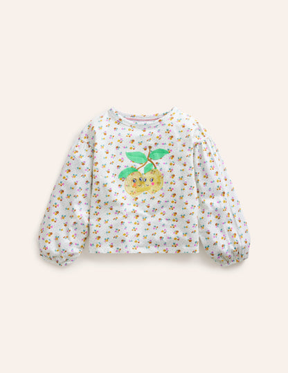 Blouson Sleeve Logo Top-Vanilla Pod Lemons-1