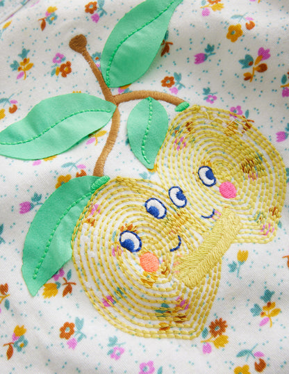 Blouson Sleeve Logo Top-Vanilla Pod Lemons-3