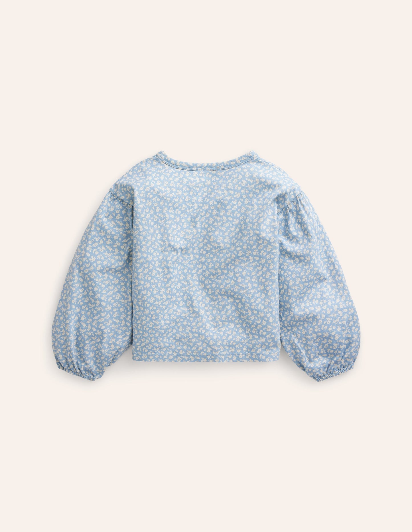 Blouson Sleeve Logo Top-Vintage Blue Ditsy Rainbow