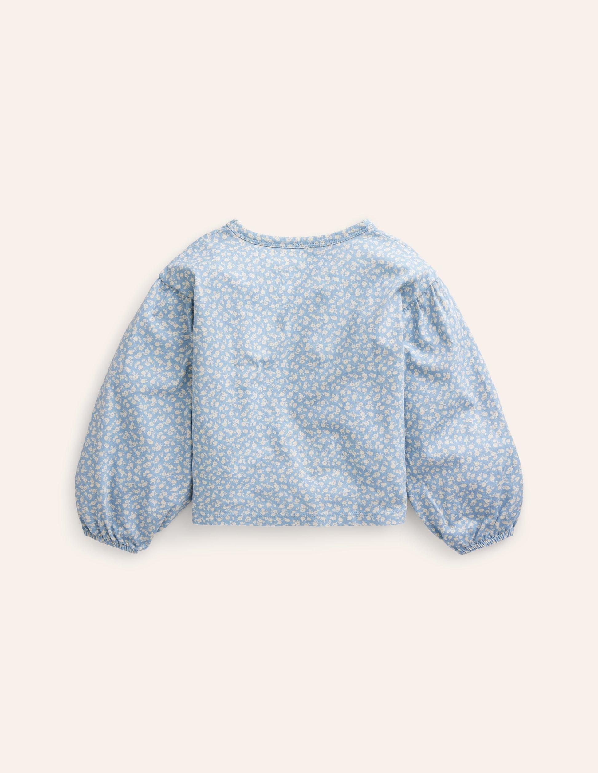 Blouson Sleeve Logo Top-Vintage Blue Ditsy Rainbow-2