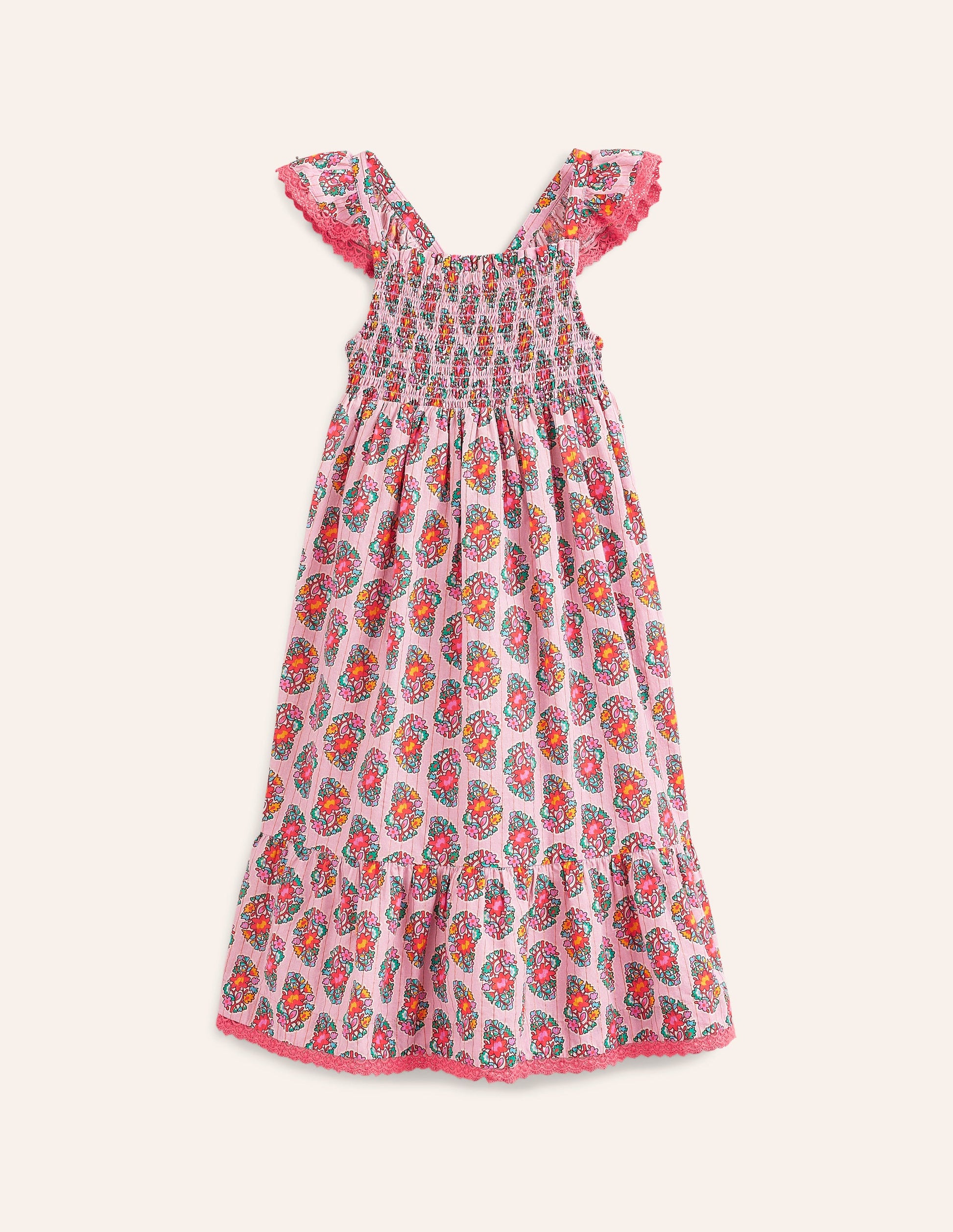 Frill Strap Maxi Sundress-Sugared Almond Pink Paisley-3