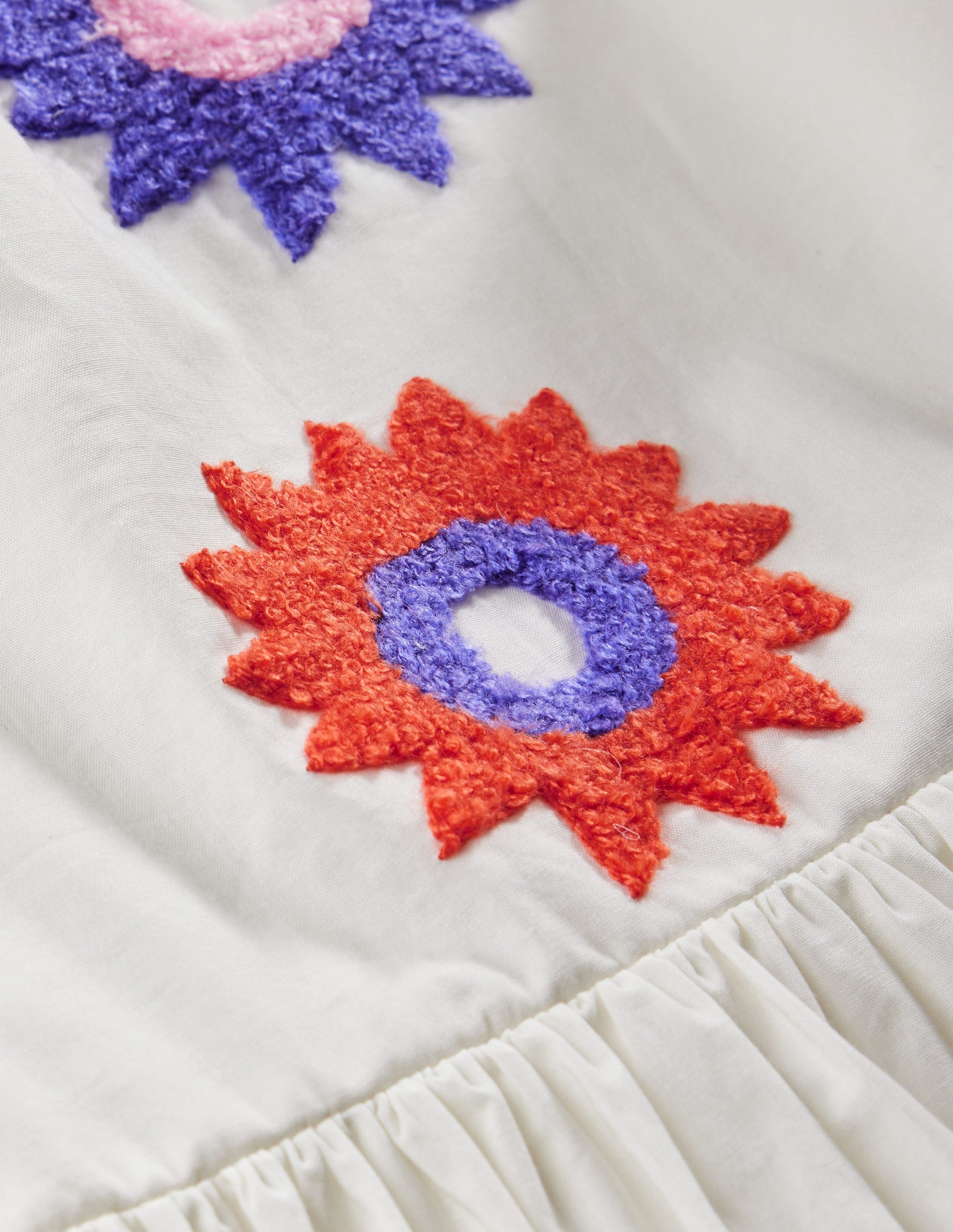 Textured Appliqué Dress-Ivory Flowers-3