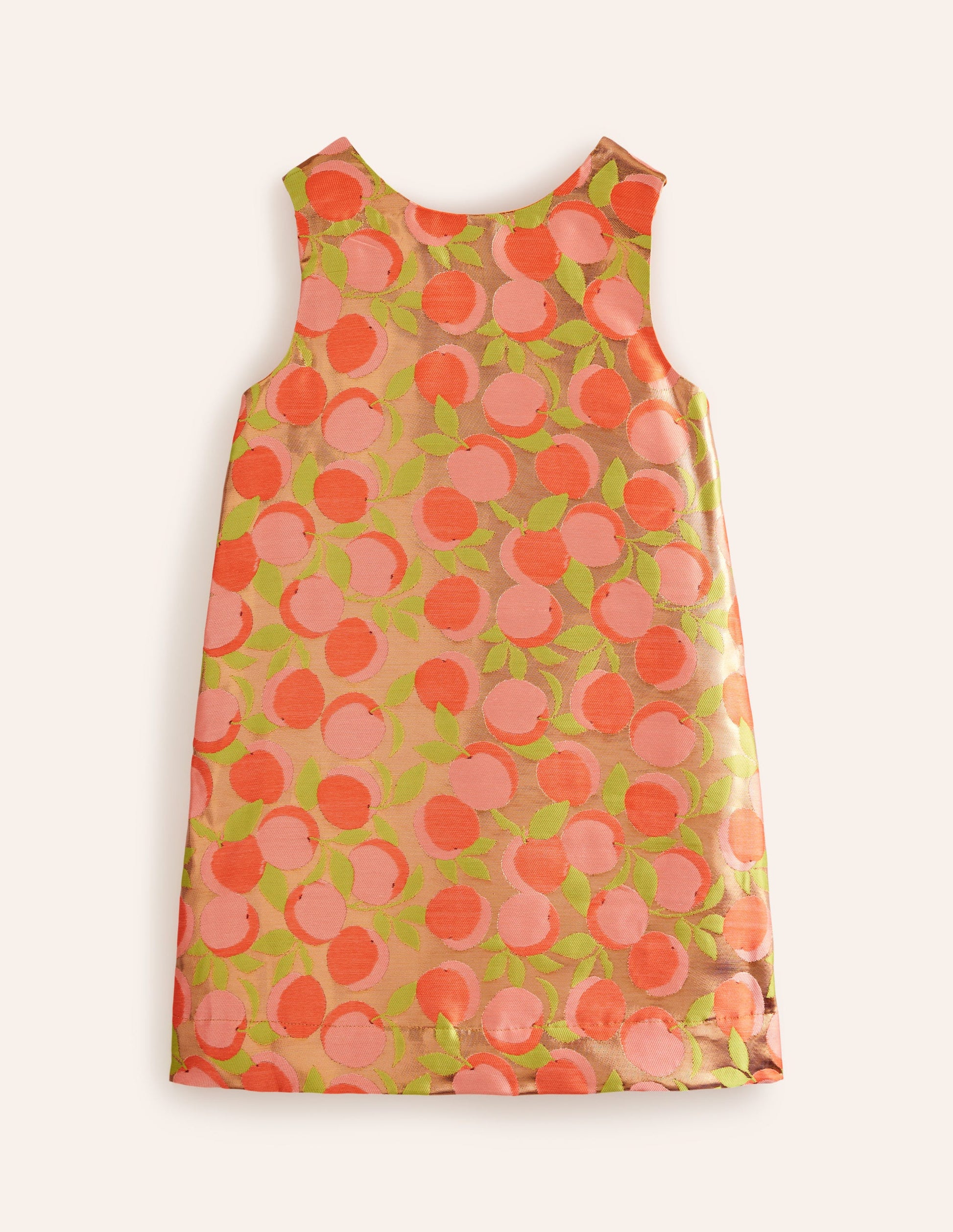 Bow Back Metallic Dress-Gold Peach Jacquard-1