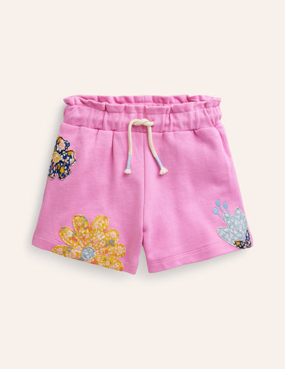 Applique Jersey Shorts-Cosmos Pink Patchwork-2