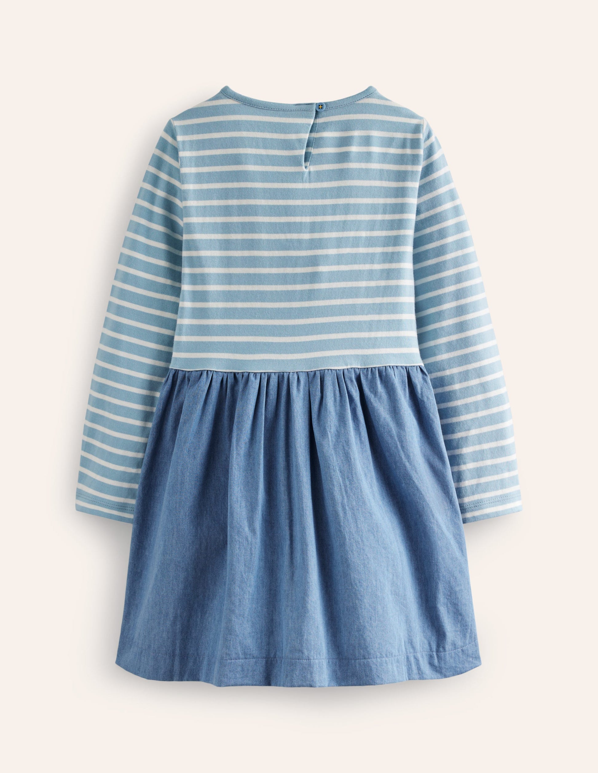 Appliqué Hem Logo Dress-Chambray Blue Horses-2