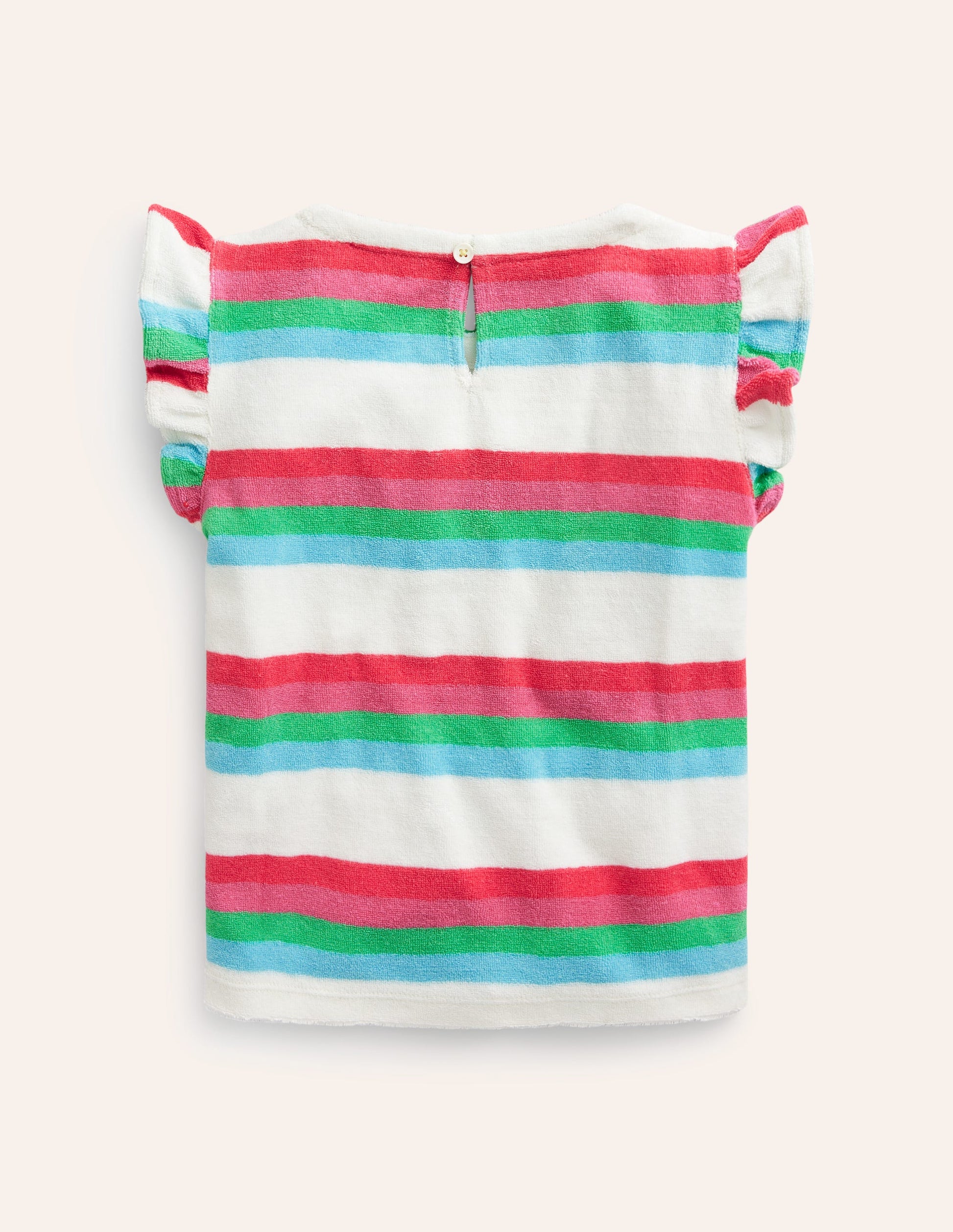 Frill Sleeve Towelling Top-Multistripe-3