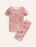 Snug Short John Pyjamas-Pink Flowerbed
