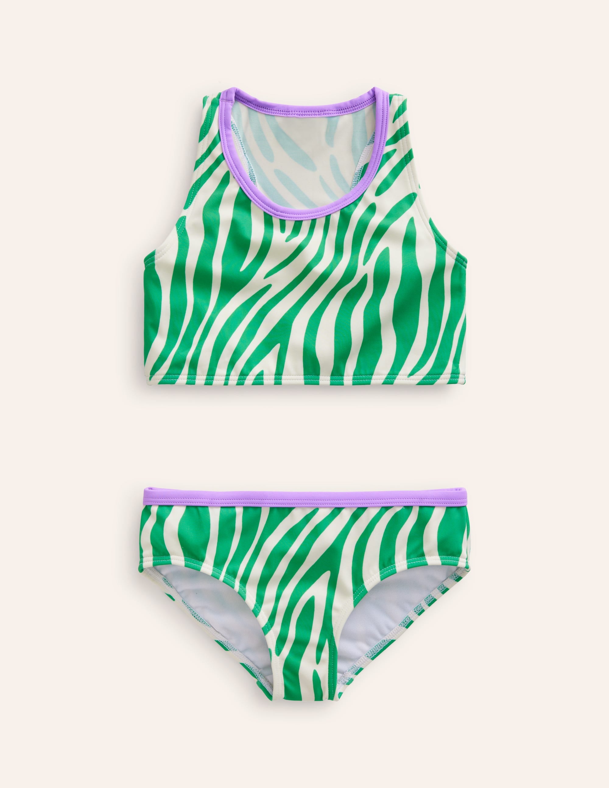 Racerback Bikini Set-Pea Green Zebra - Image 1