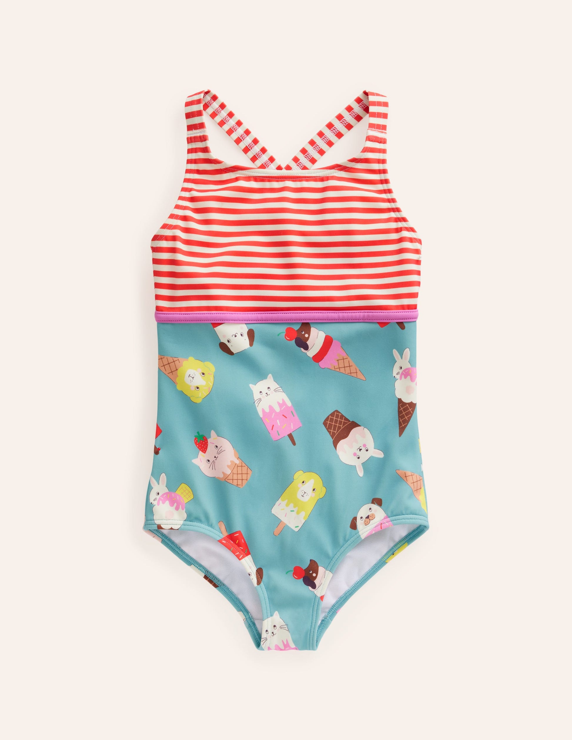 Hotchpotch Swimsuit-Aqua Sea, Ivory Ice Cream Pets-1
