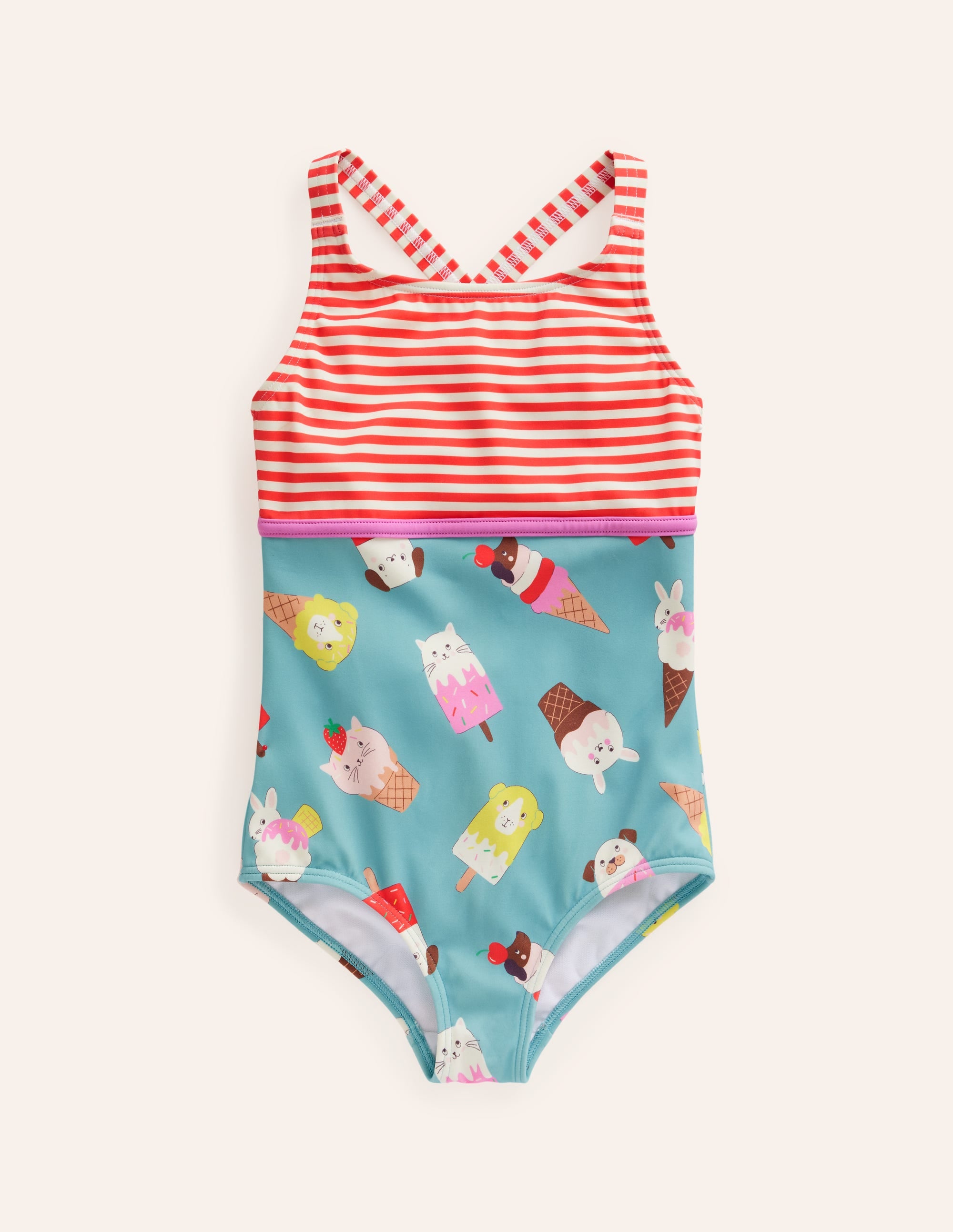 Hotchpotch Swimsuit-Aqua Sea, Ivory Ice Cream Pets - Image 1