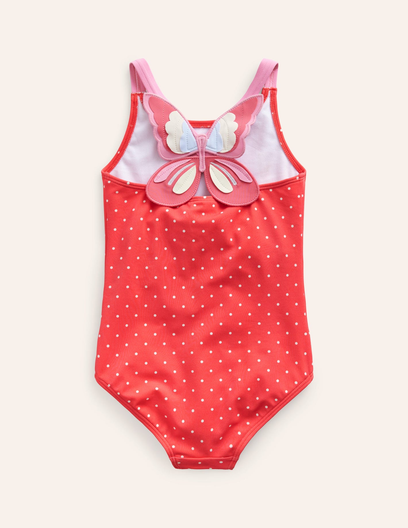 Logo Back Swimsuit-Coral Spot Butterfly