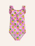 Frill Crossback Swimsuit-Pink Lemon Grove