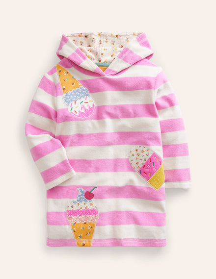Appliqué Towelling Throw-On-Pink/Vanilla Pod Ice Creams
