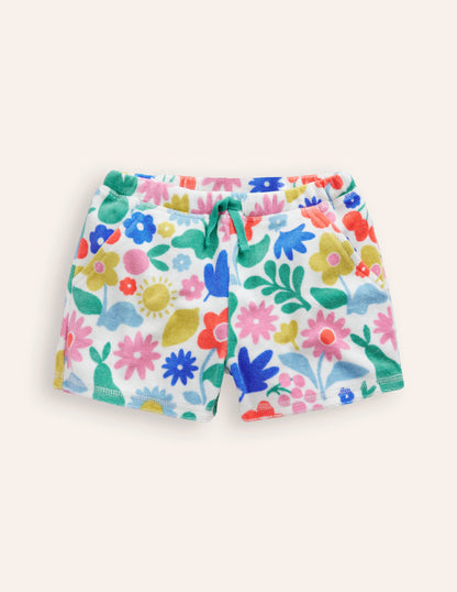 Printed Towelling Shorts-Multi Holiday Stencil