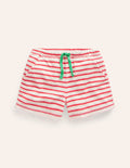 Printed Towelling Shorts-Jam Red Strawberry Stripe