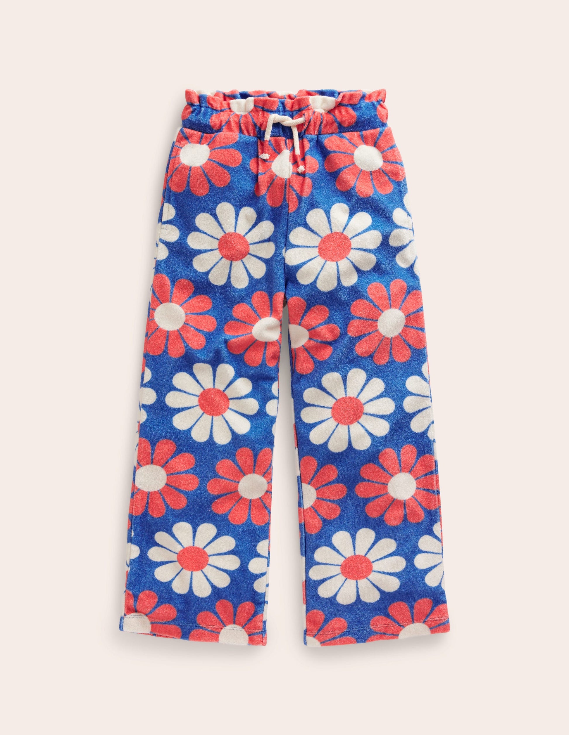 Towelling Trousers-Cabana Blue Geo Daisy-1