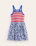Strappy Hotchpotch Dress-Sapphire Blue Seashore