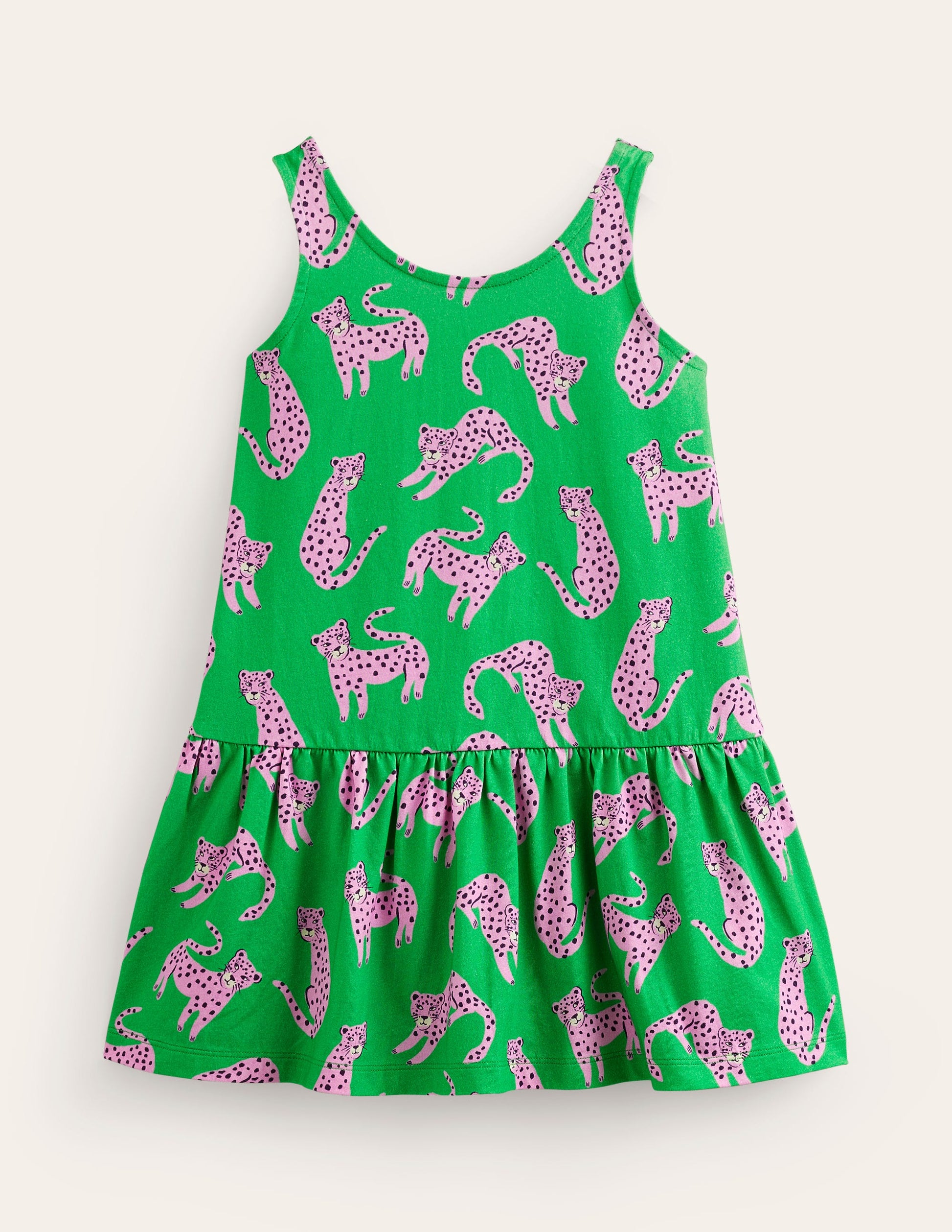 Strappy Drop Waist Dress-Green Cheetahs-1