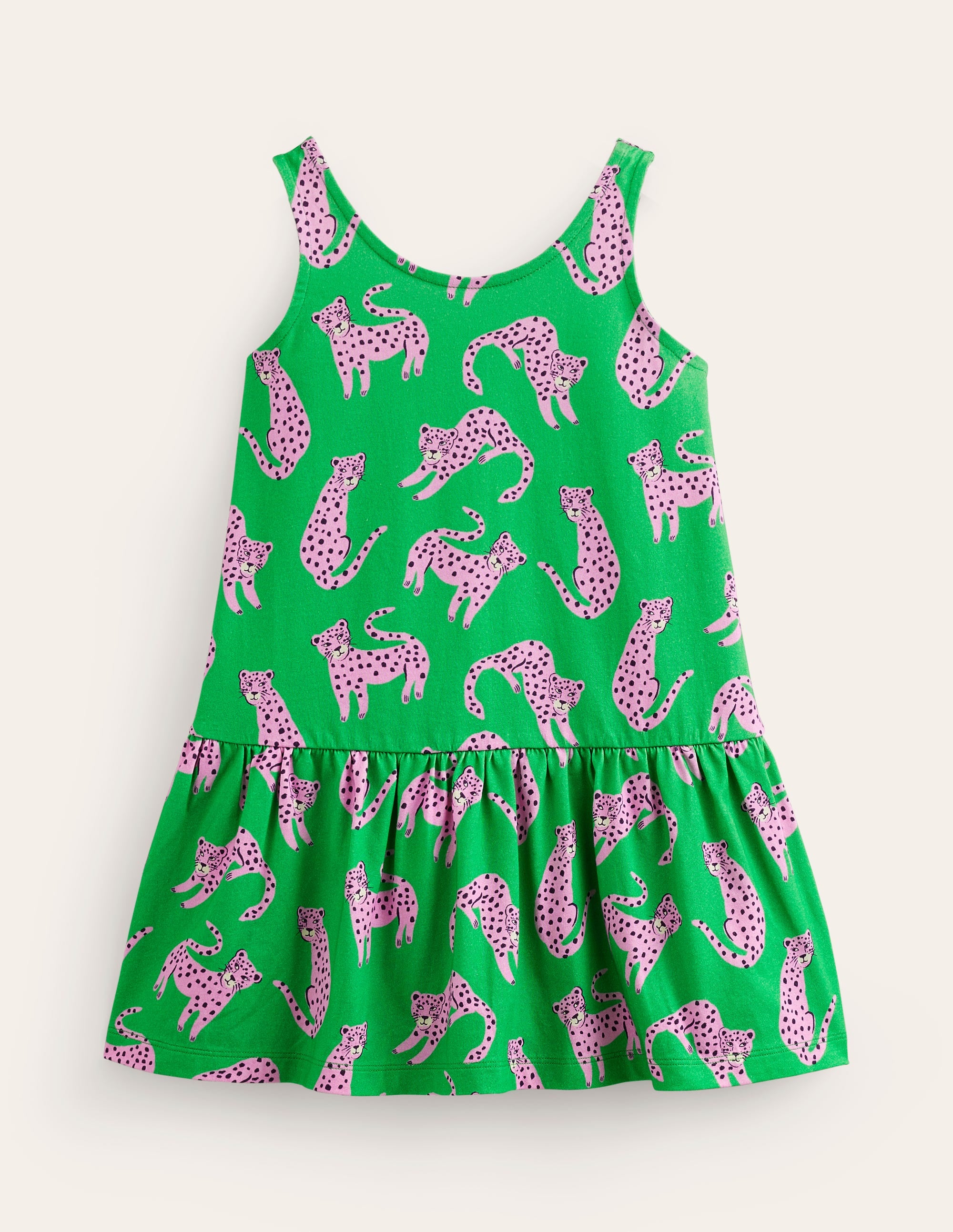 Strappy Drop Waist Dress-Green Cheetahs - Image 1
