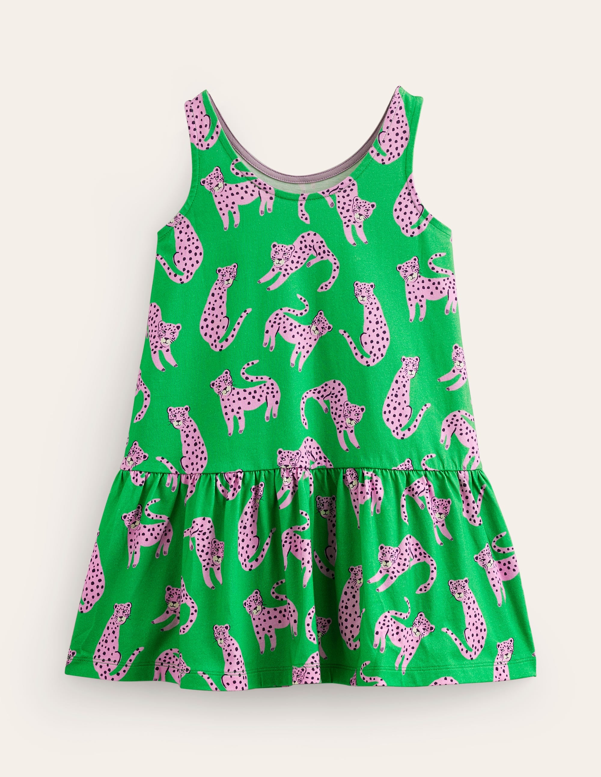 Strappy Drop Waist Dress-Green Cheetahs - Image 2