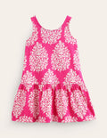 Strappy Drop Waist Dress-Pink Woodblock