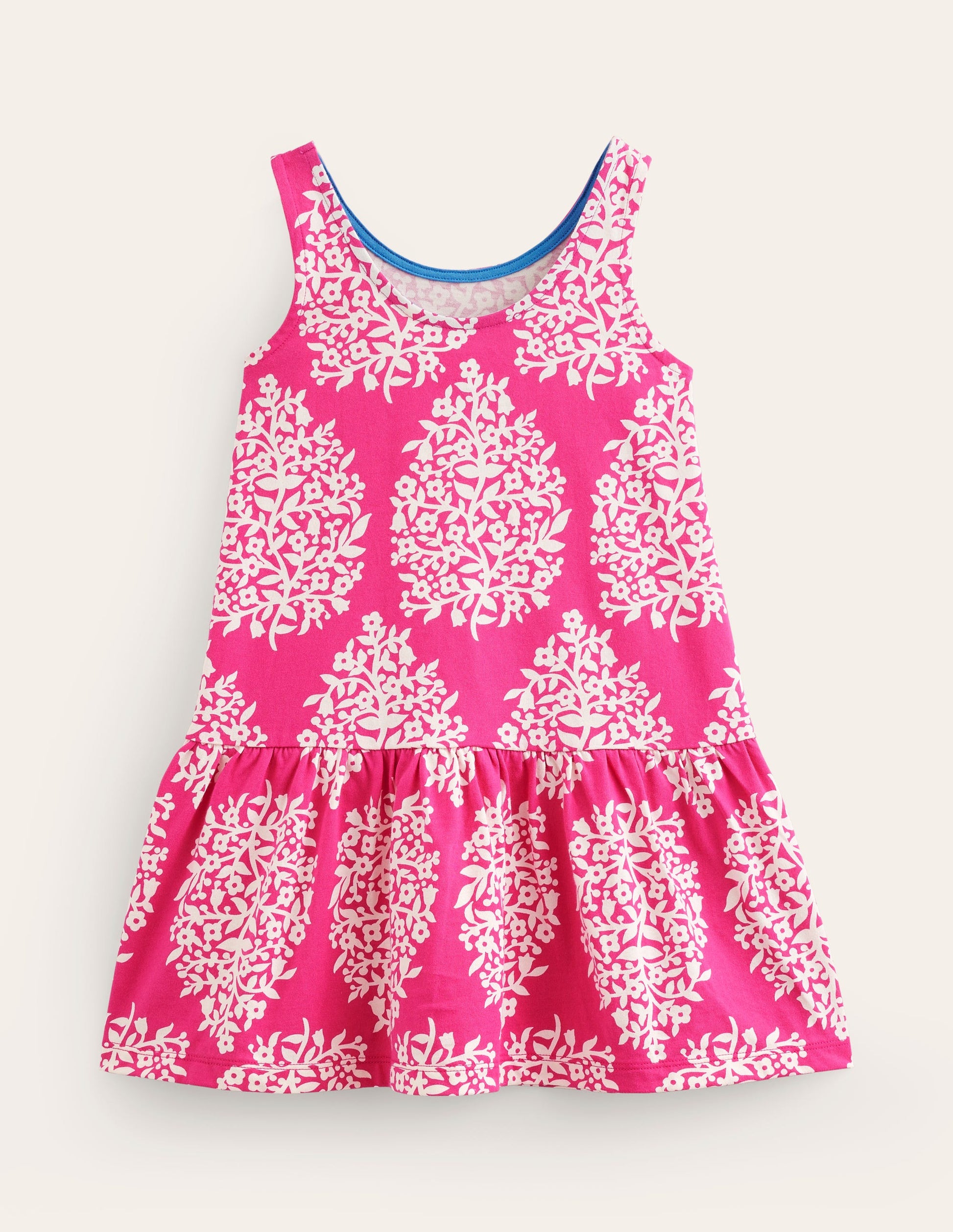Strappy Drop Waist Dress-Pink Woodblock-2