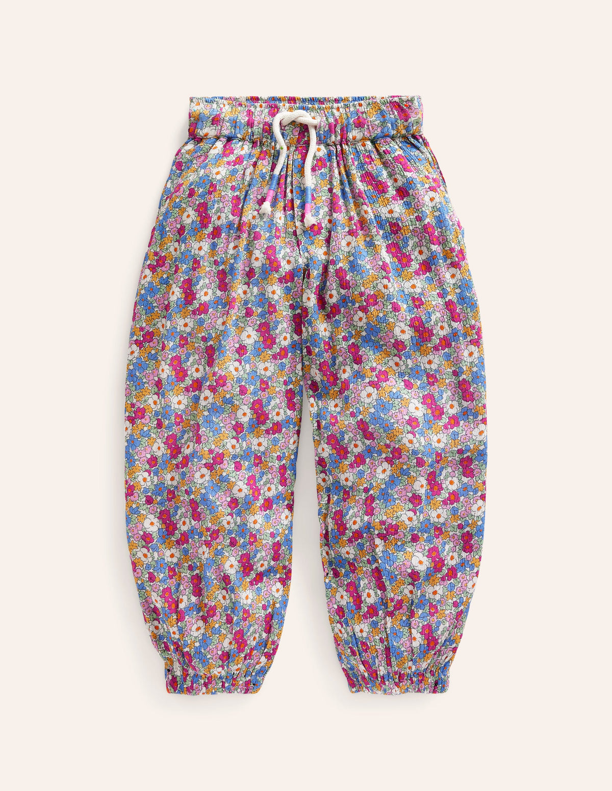 Tapered Holiday Trousers-Festival Pink Nautical Floral-1