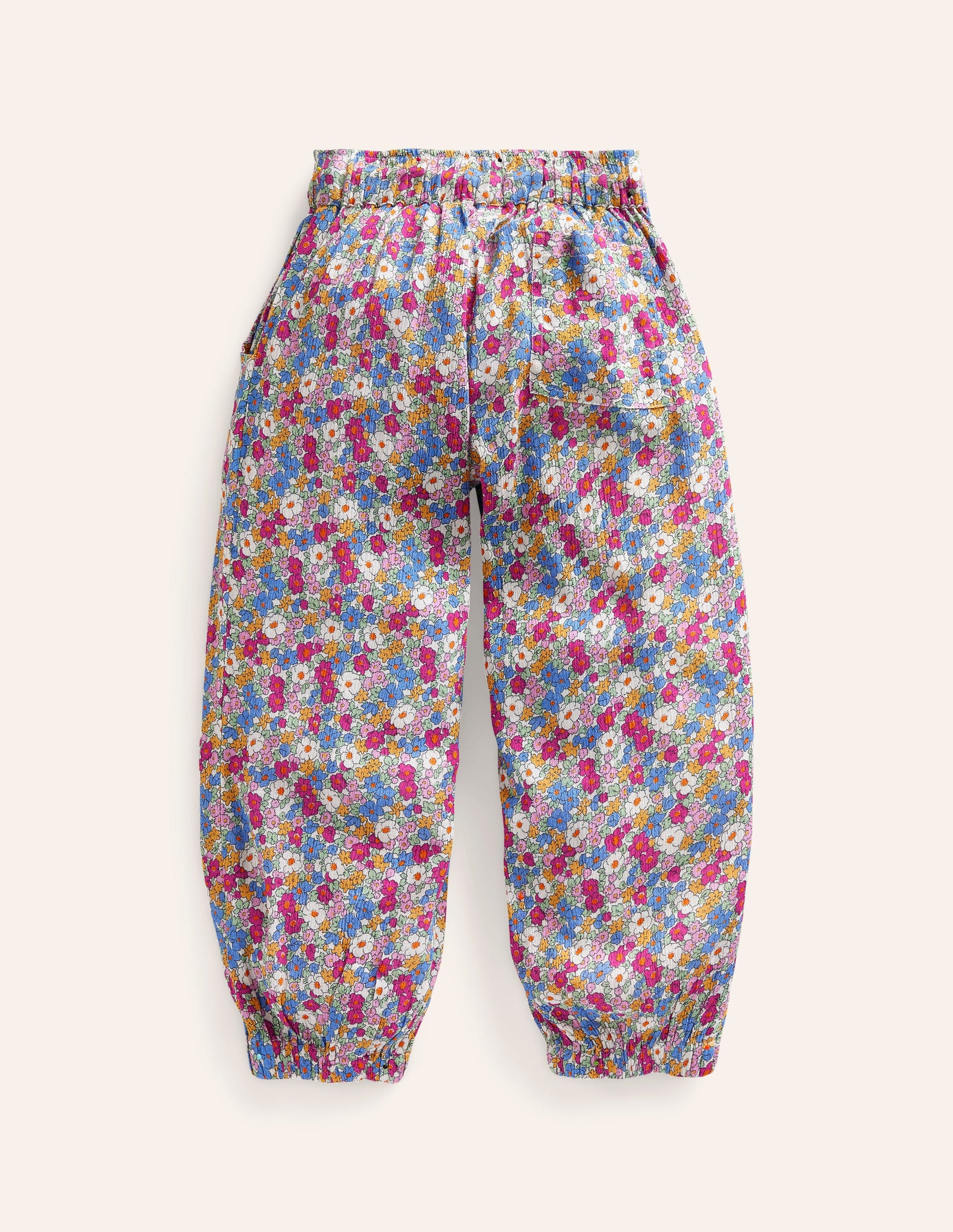 Tapered Holiday Trousers-Festival Pink Nautical Floral-2