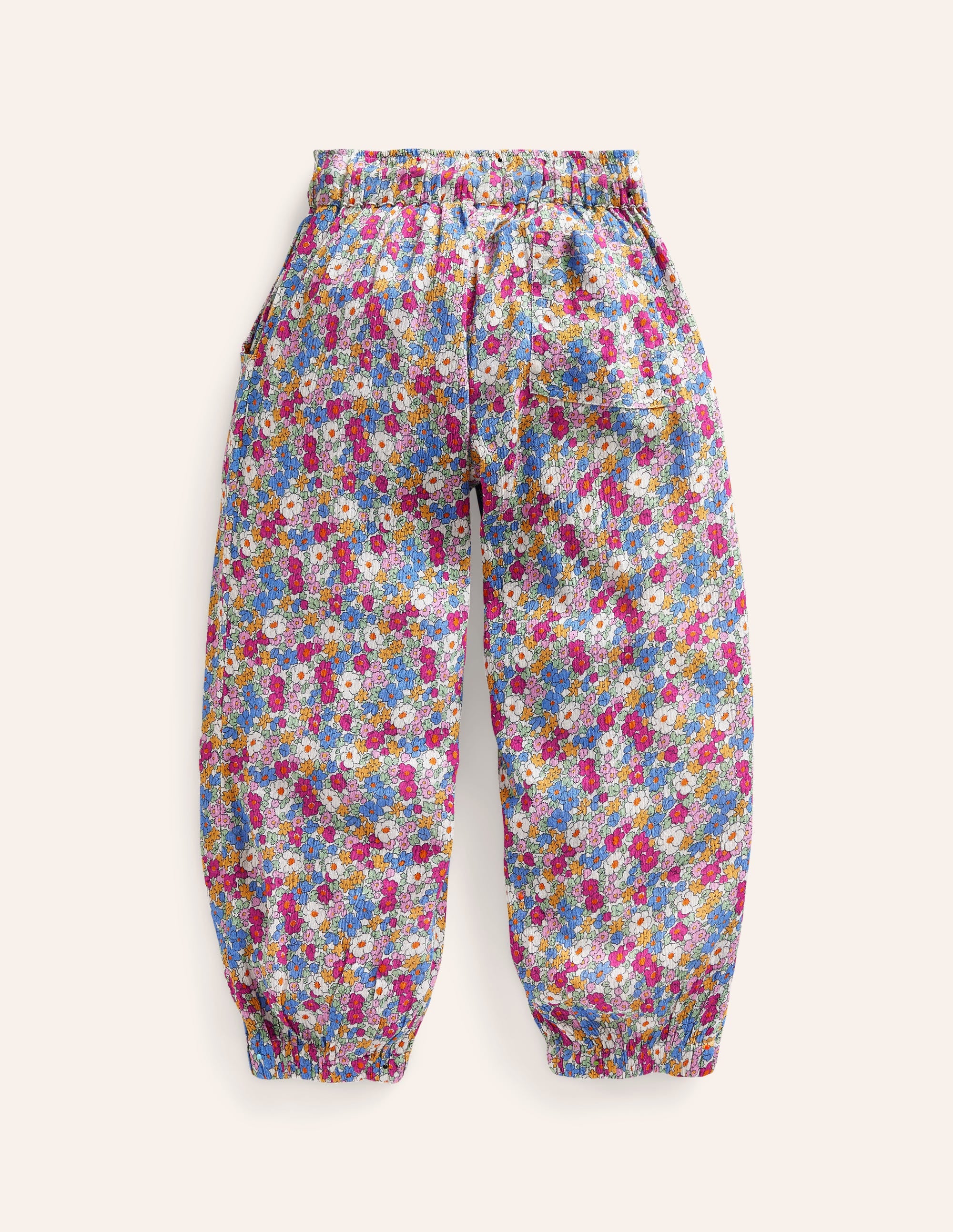 Tapered Holiday Trousers-Festival Pink Nautical Floral - Image 2