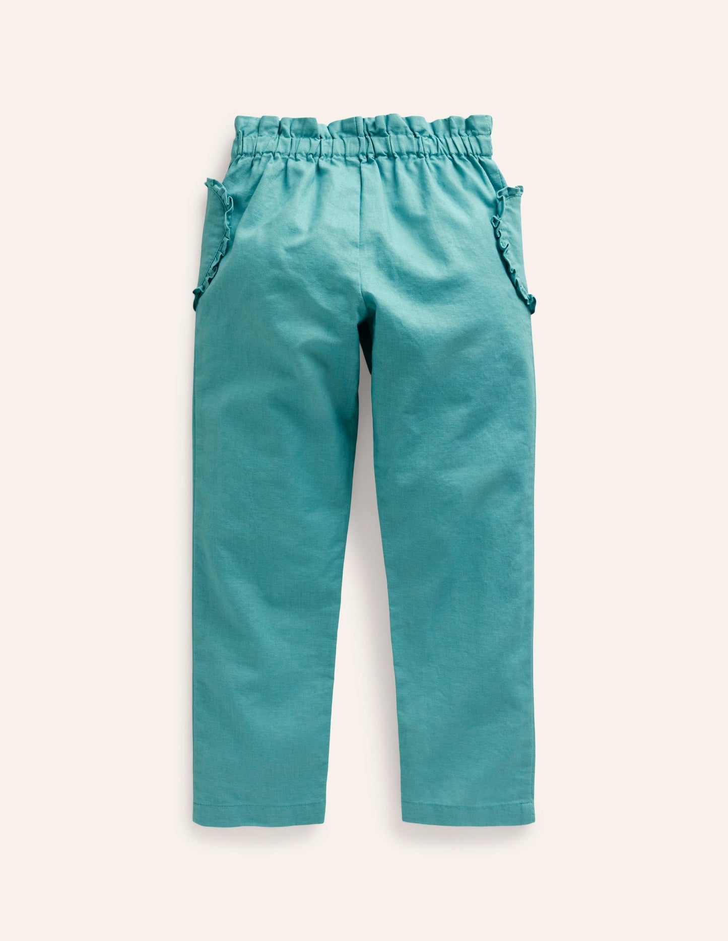 Cotton Linen Pull-on Trousers-Corsica Blue
