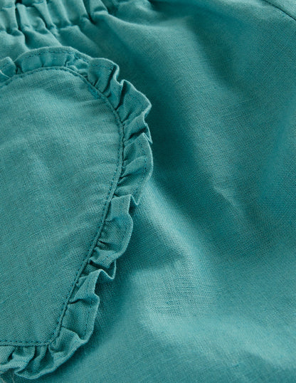 Cotton Linen Pull-on Trousers-Corsica Blue-3