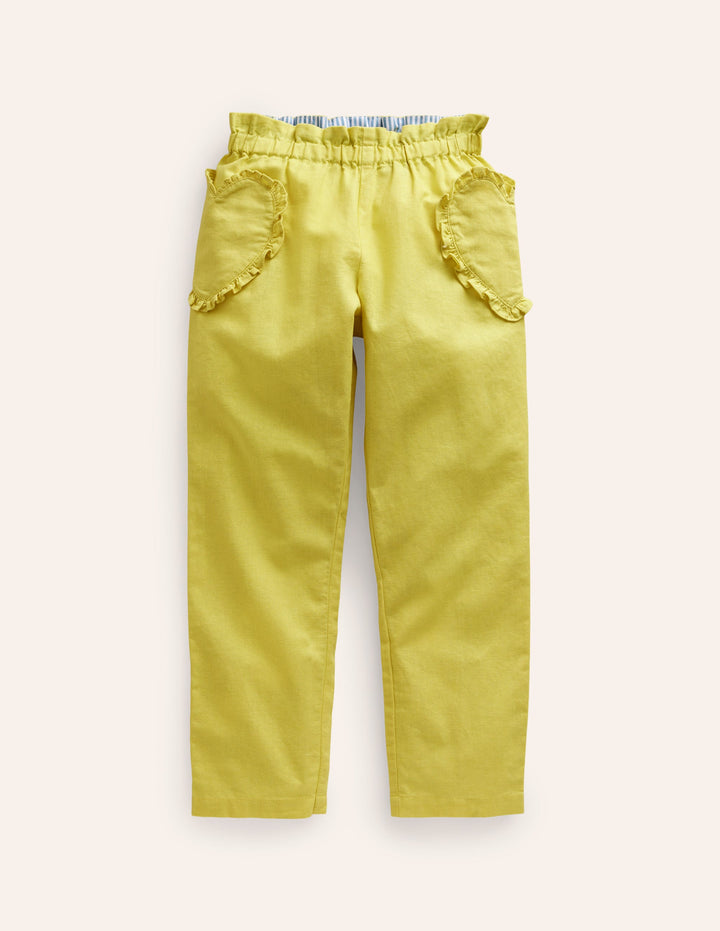 Cotton Linen Pull-on Trousers-Zest Yellow