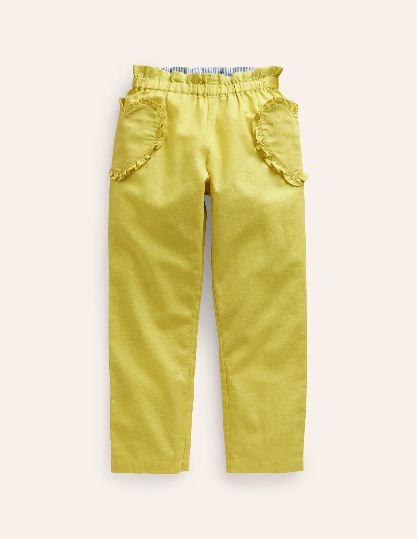 Cotton Linen Pull-on Trousers-Zest Yellow