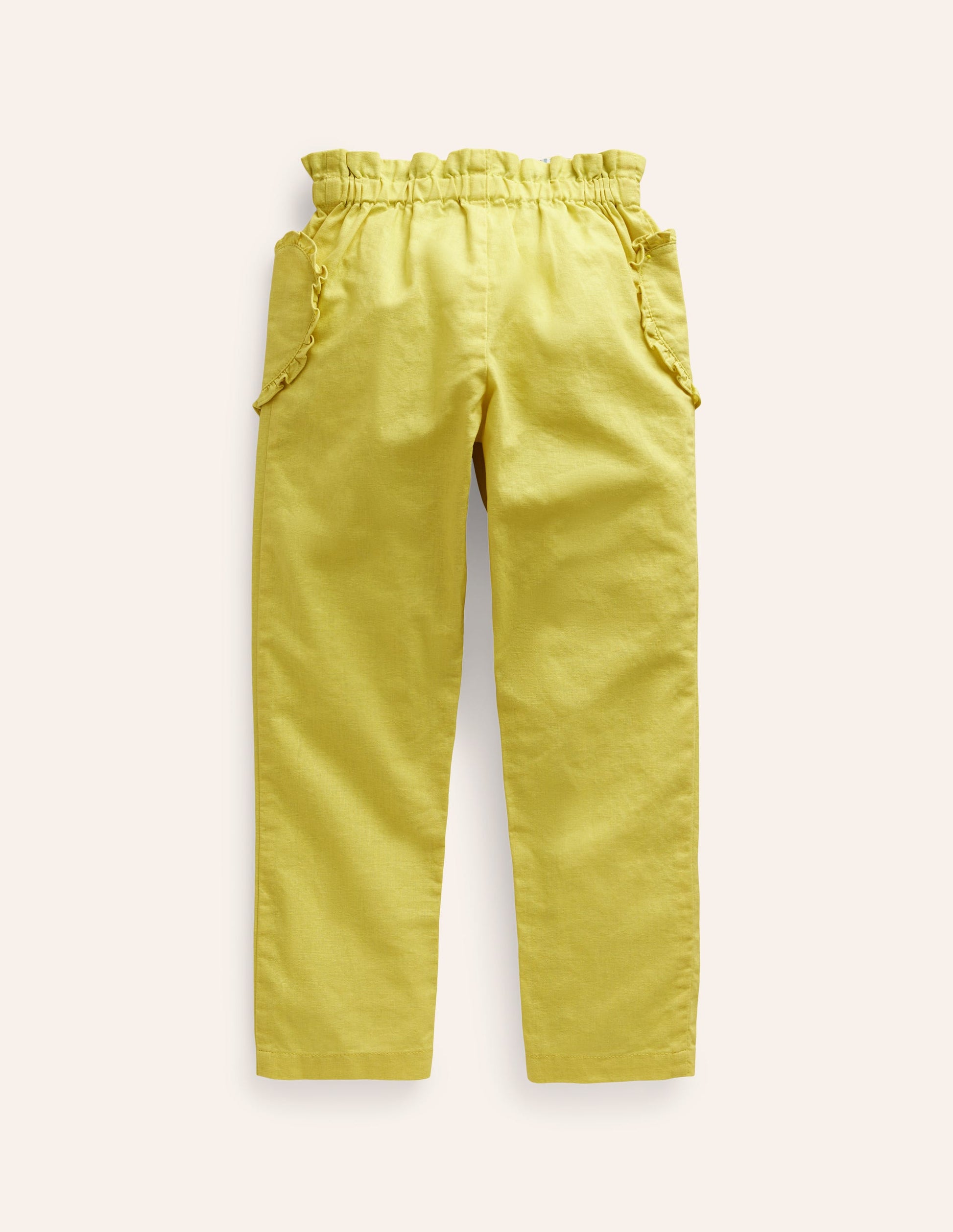 Cotton Linen Pull-on Trousers-Zest Yellow-2